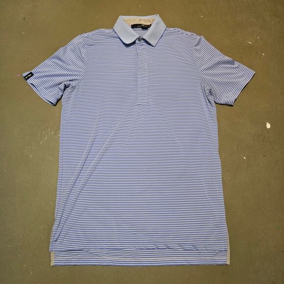 RLX Ralph Lauren‎ Blue Striped Short Sleeve Athletic Polo Men's Size Small - Picture 1 of 4